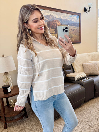 Michelle Mae Maddie Striped Hoodie - Natural