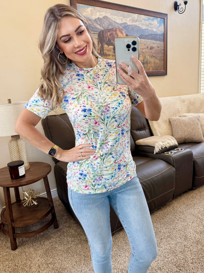 Michelle Mae Blair Short Sleeve Top - Cottage Floral