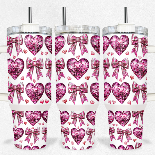 Sparkle & Love Pink Glitter Heart Tumbler – 40oz