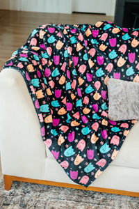 PREORDER: Halloween Fleece Blanket in Neon Ghosts