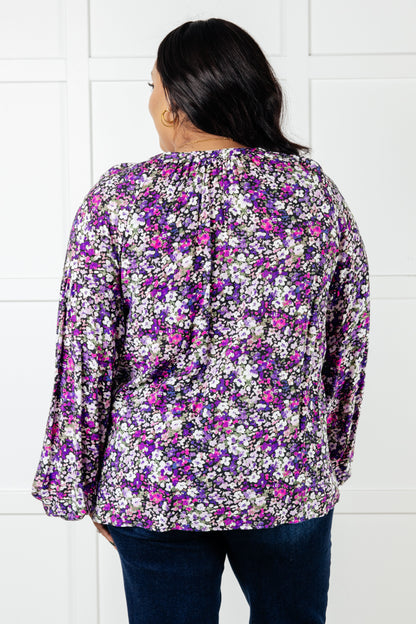 Pulled Together Ditsy Floral Bubble Sleeve Blouse