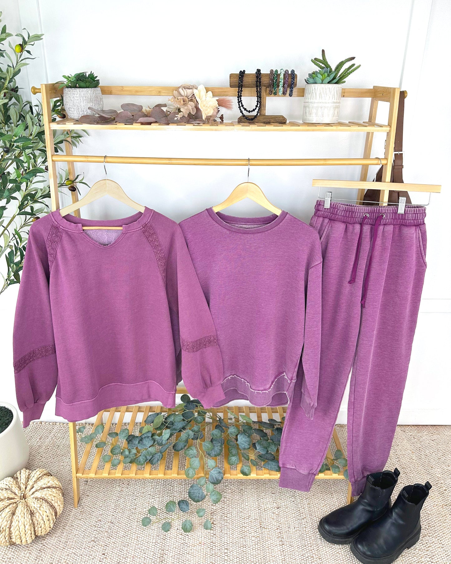 Michelle Mae Vintage Wash Joggers - Purple