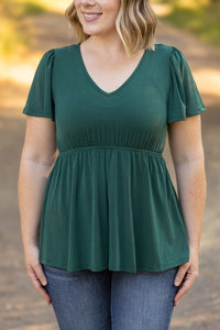 Michelle Mae Emery Ruffle Top - Hunter Green