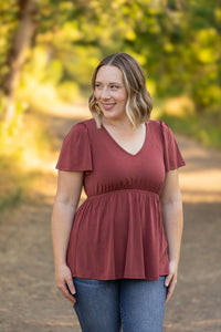 Michelle Mae Emery Ruffle Top - Marsala