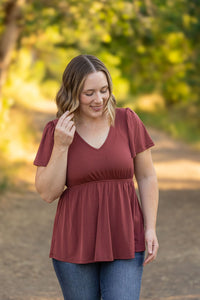 Michelle Mae Emery Ruffle Top - Marsala