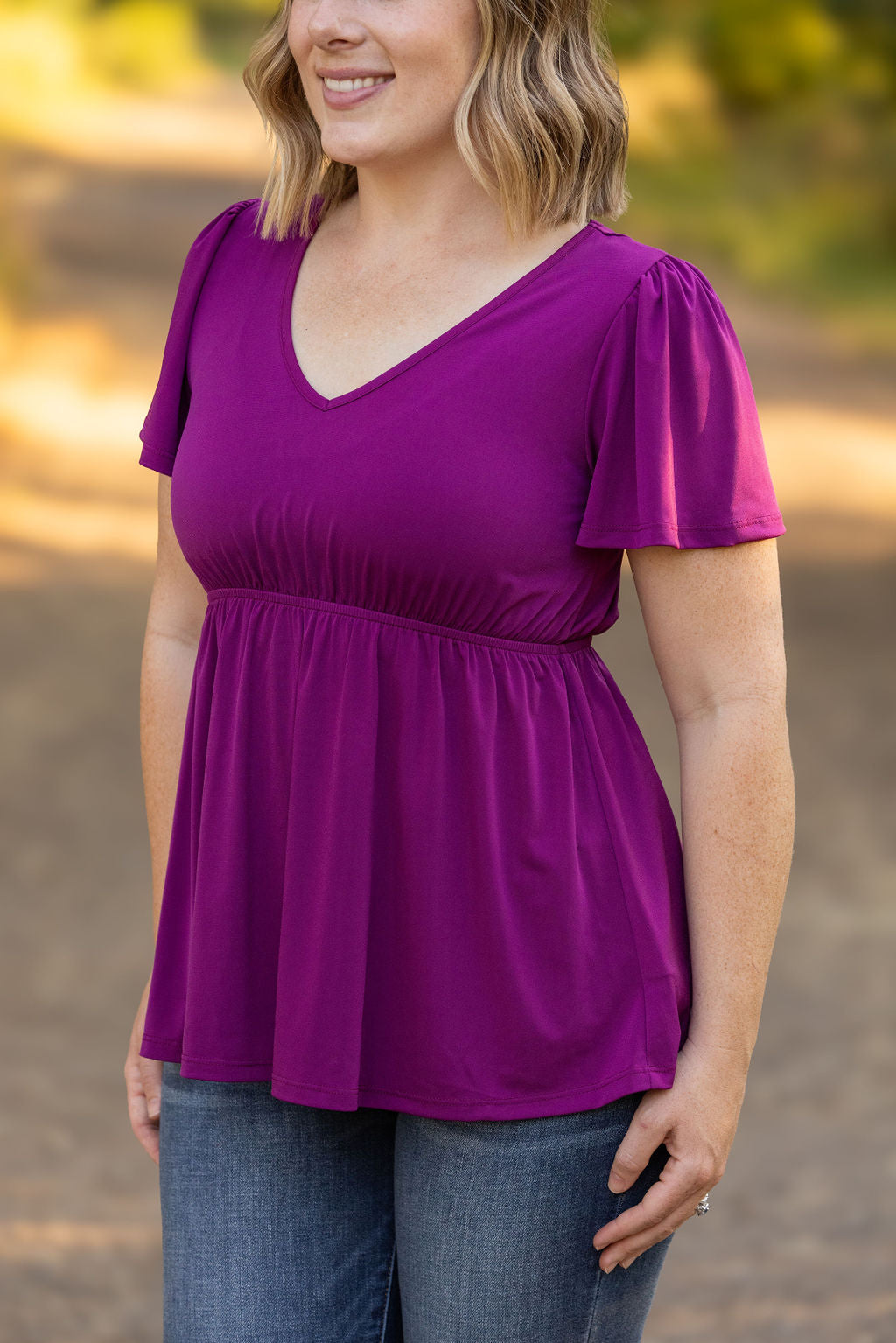 Michelle Mae Emery Ruffle Top - Purple