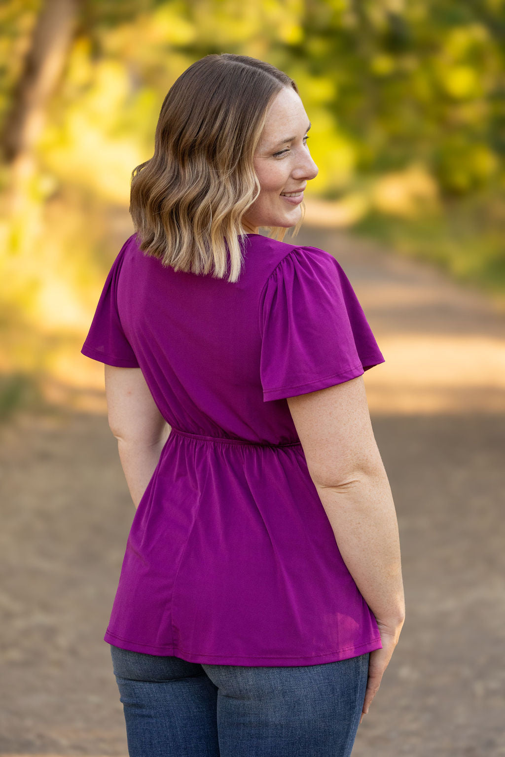 Michelle Mae Emery Ruffle Top - Purple