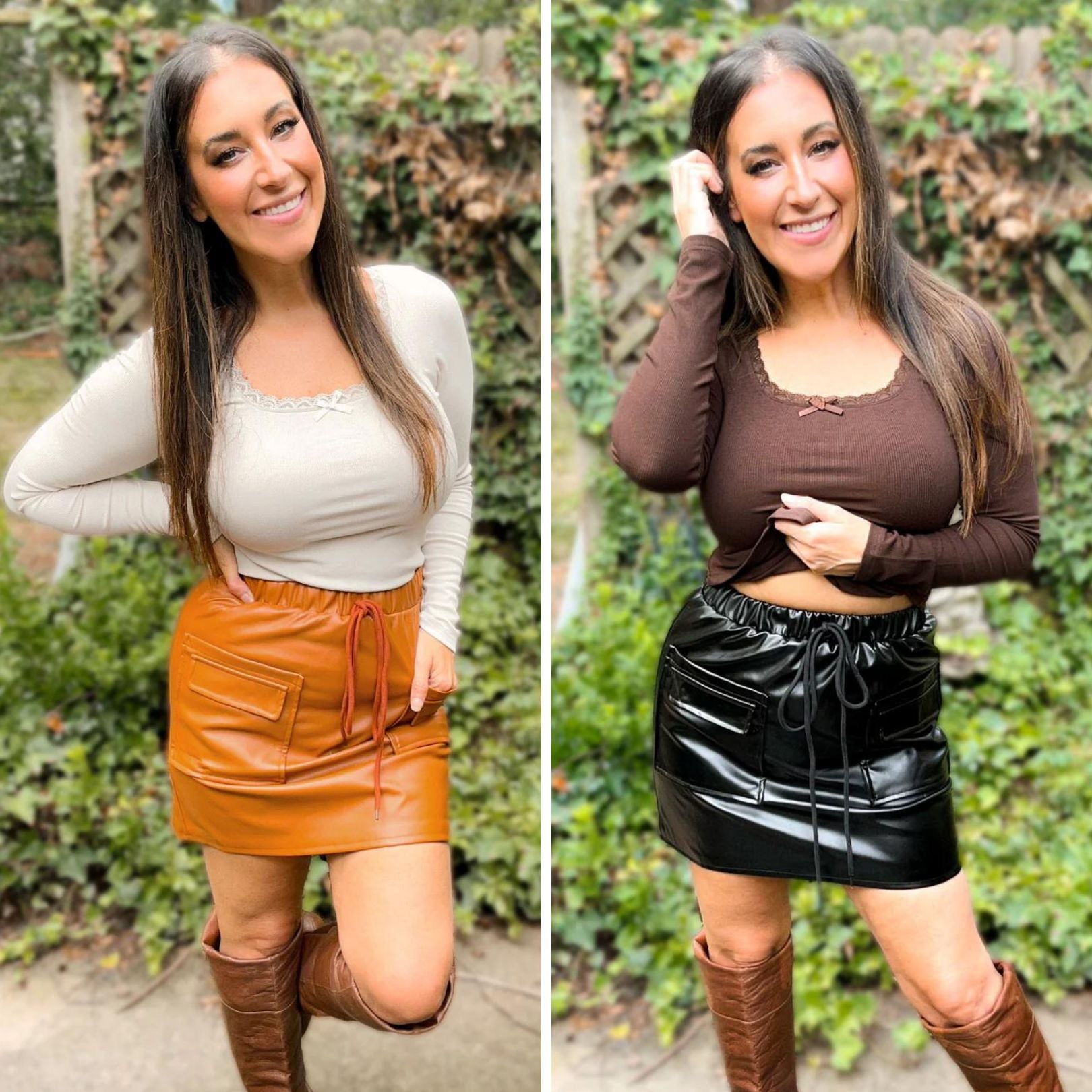 PREORDER: Campbell Cargo Vegan Leather Mini Skirt in Two Colors