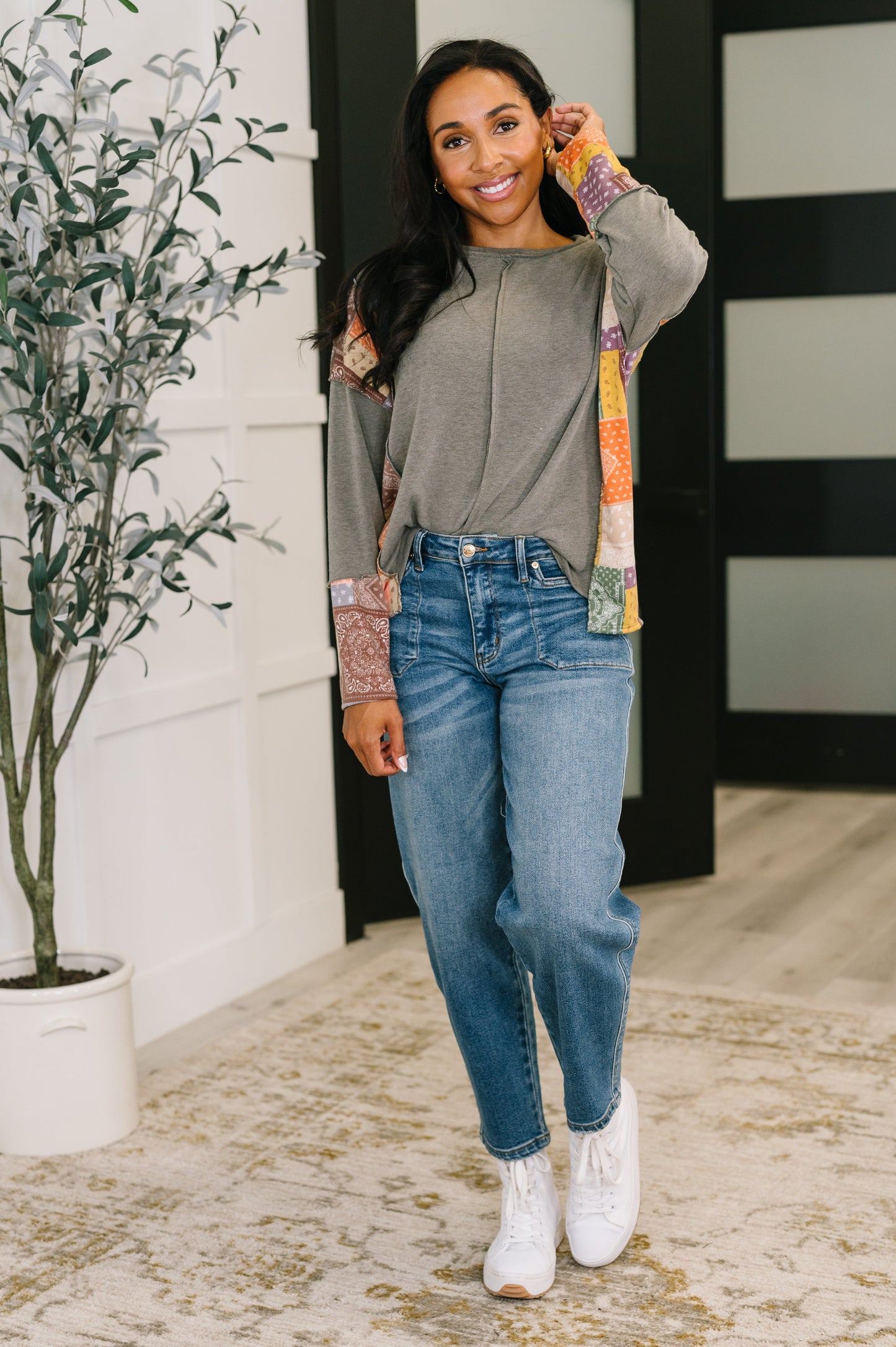 Sweet as Pie Color Block Relaxed Long Sleeve