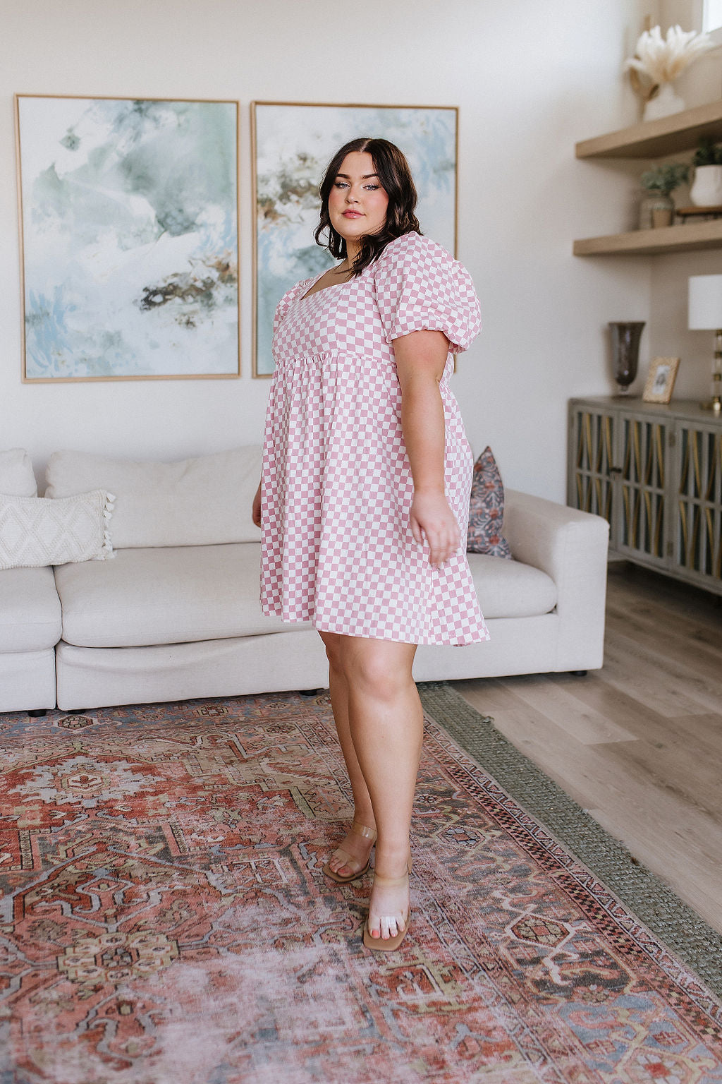 The Moment Checkered Babydoll Dress