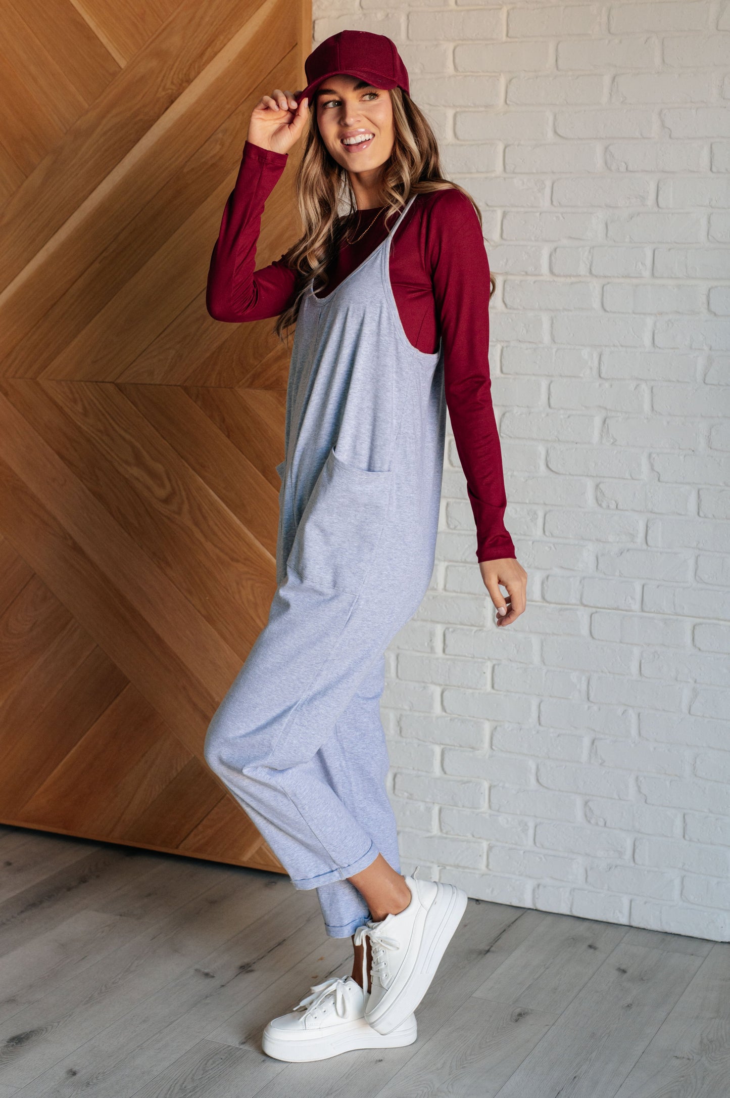 Totally Me Spaghetti Strap Jumpsuit in Heather Grey