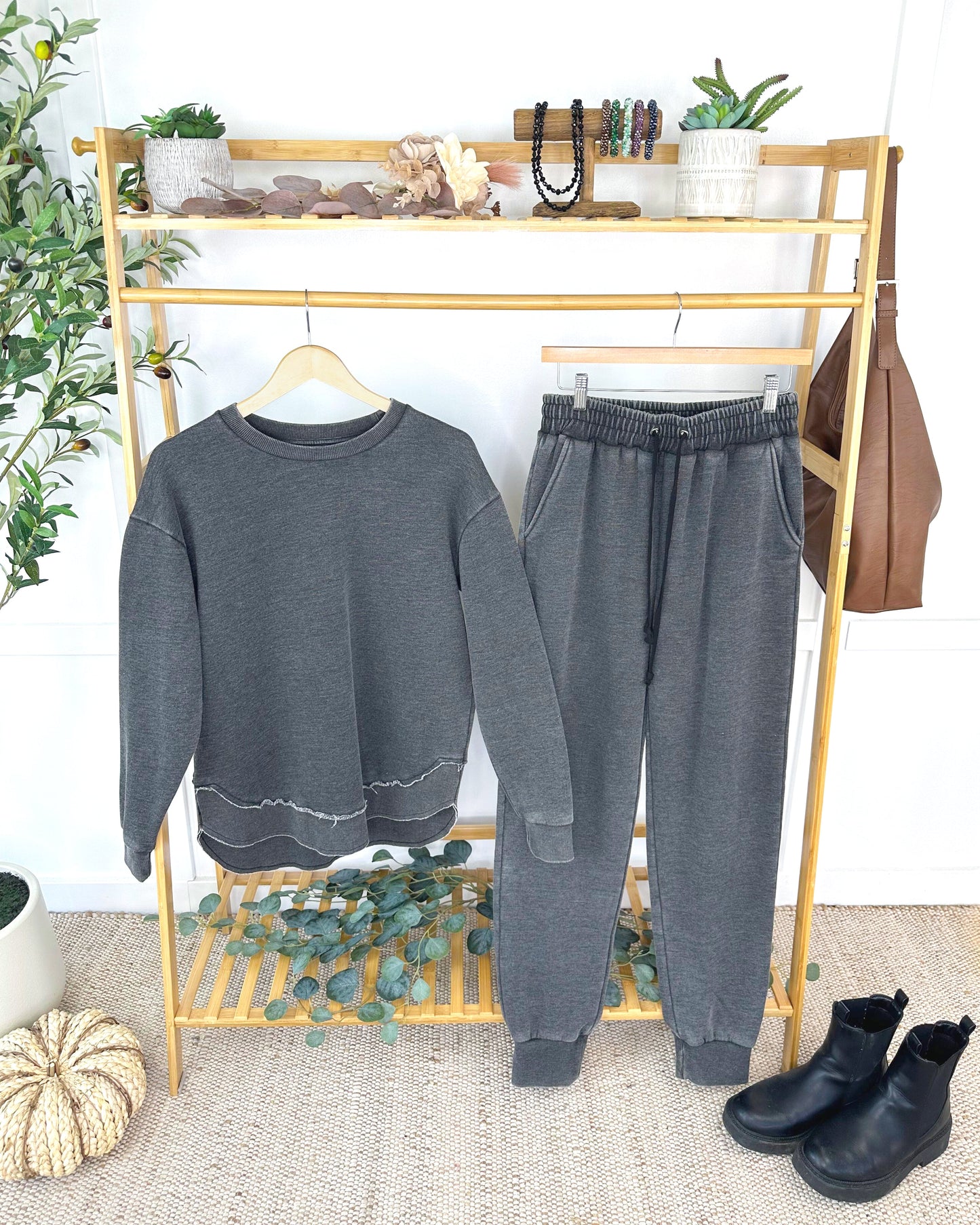 Michelle Mae Vintage Wash Joggers - Black
