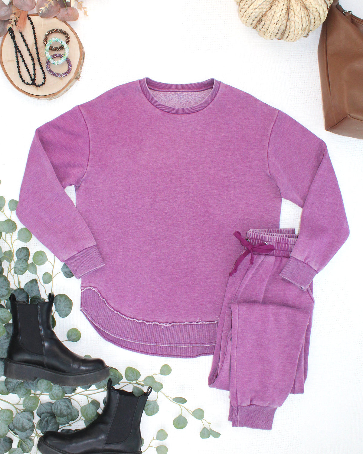 Michelle Mae Vintage Wash Joggers - Purple