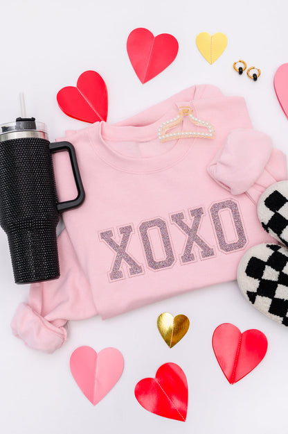 PREORDER- Embroidered XOXO Glitter Sweatshirt in Four Colors