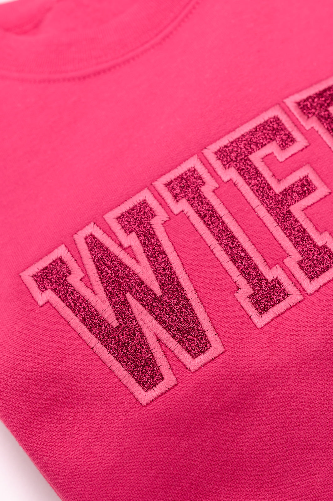 PREORDER- Embroidered Wifey Glitter Sweatshirt in Four Colors