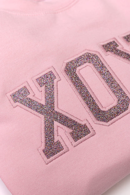 PREORDER- Embroidered XOXO Glitter Sweatshirt in Four Colors