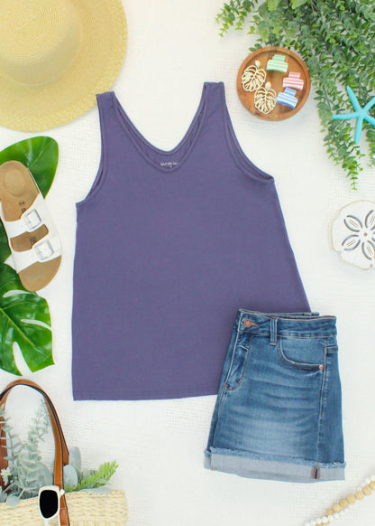 Michelle Mae Vera V Neck Tank - Slate Purple