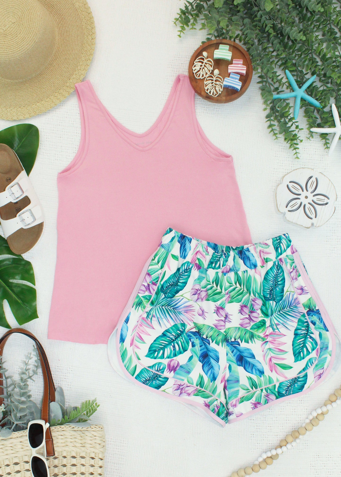 Michelle Mae Vera V Neck Tank - Pink