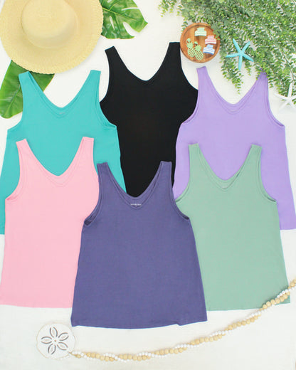 Michelle Mae Vera V Neck Tank - Slate Purple