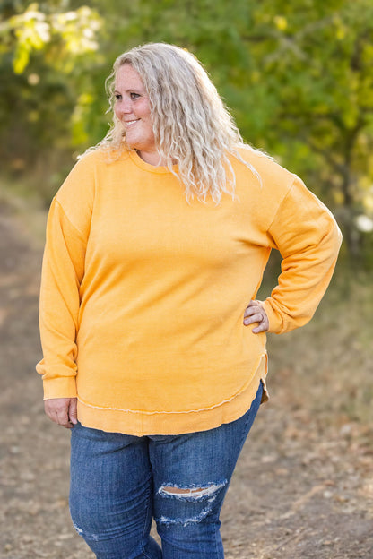 Michelle Mae Vintage Wash Pullover - Mustard