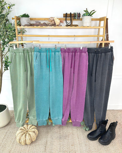 Michelle Mae Vintage Wash Joggers - Purple