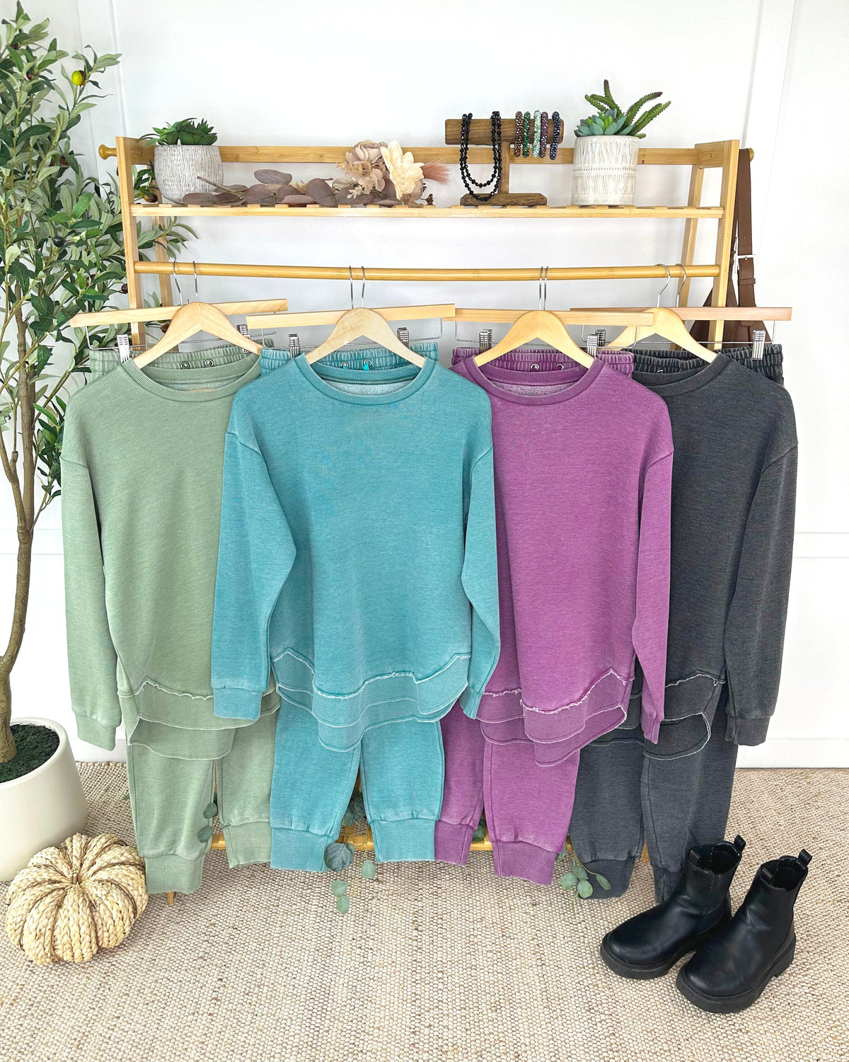 Michelle Mae Vintage Wash Joggers - Purple