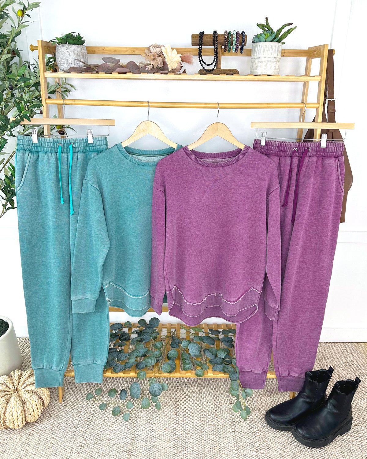 Michelle Mae Vintage Wash Joggers - Purple