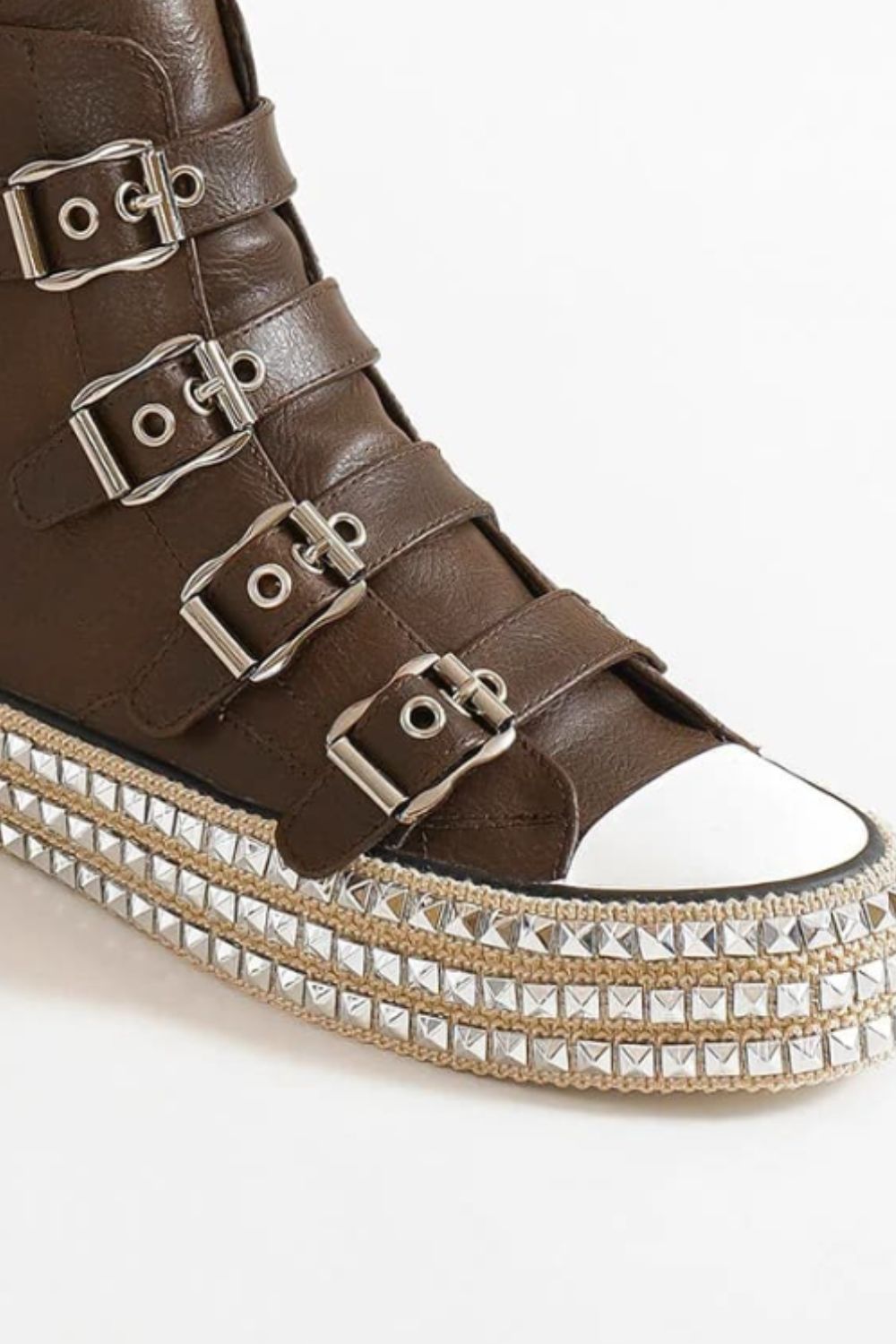 Studded Straps Platform Sneakers by Beast- Dark Brown