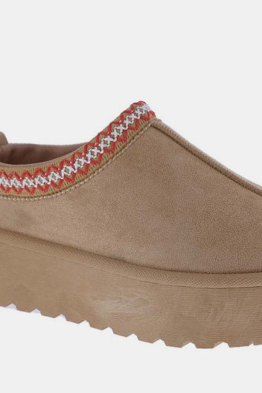 PREORDER - Platform Embroidered Trim Slip-On Boots- tan