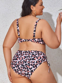 PREORDER- Plus Size Printed Drawstring Detail Bikini Set