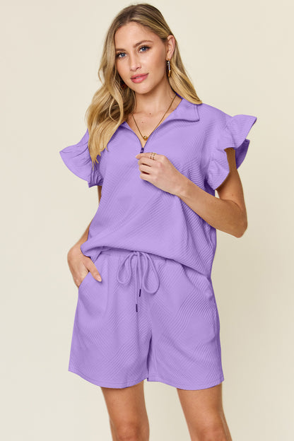 Kelly's Flounce Sleeve Top Shorts Set