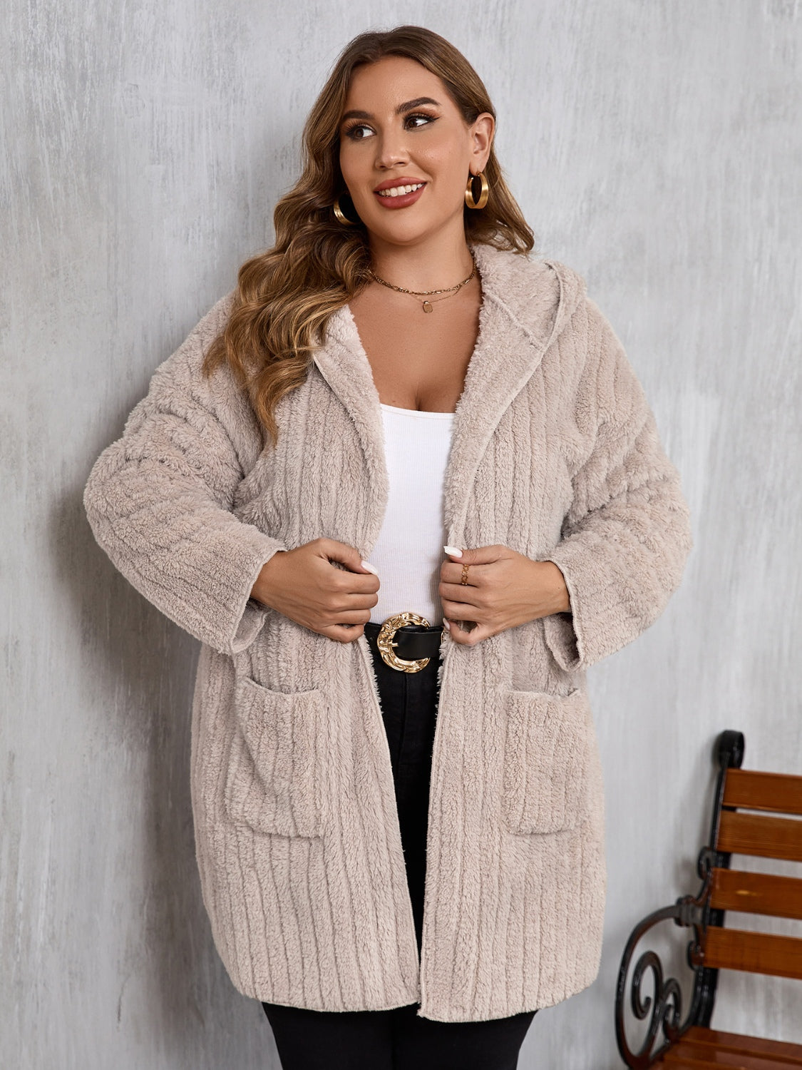 PREORDER - Cozy Comfort Long Sleeve Hooded Fuzzy Jacket