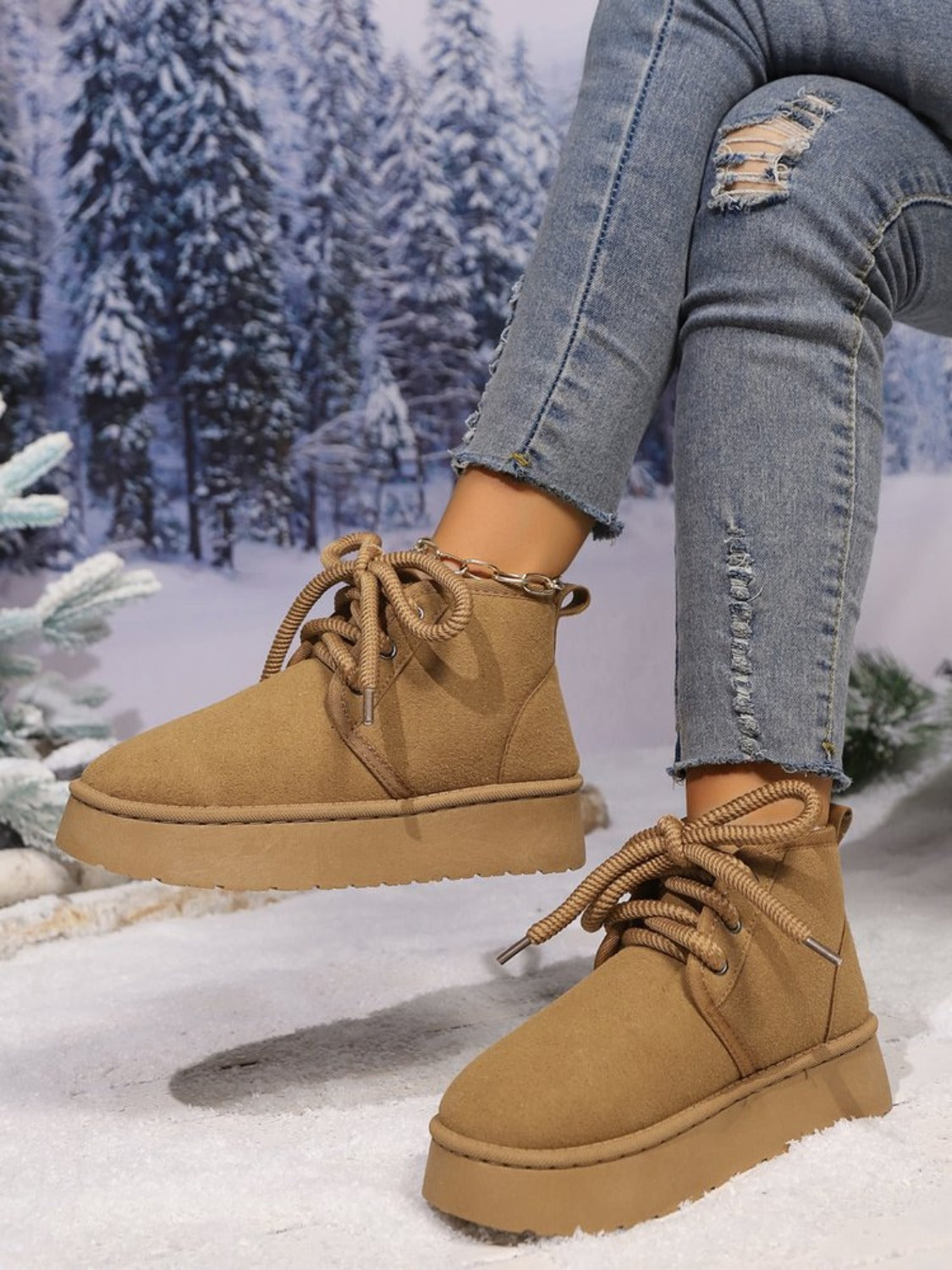 PREORDER- Laced Up Platform Suede Boots