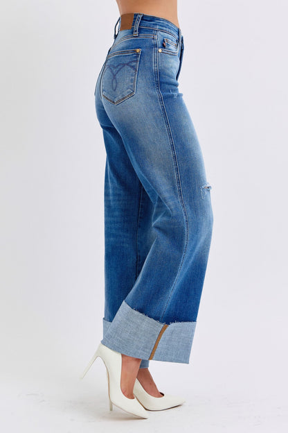 Rebel Chic High-Waist Wide-Leg Jeans