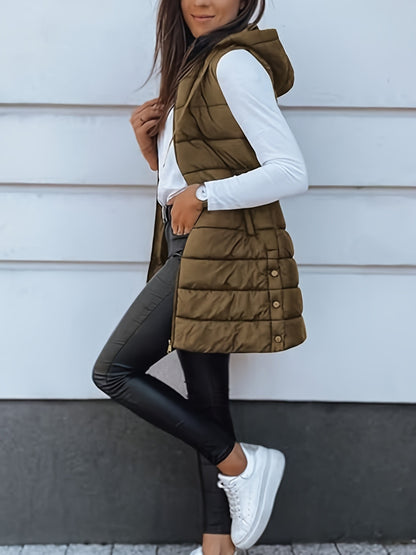 PREORDER - Cozy Essentials Zip Up Hooded Vest Coat (PLUS)