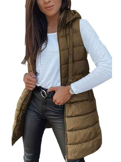 PREORDER - Cozy Essentials Zip Up Hooded Vest Coat (PLUS)