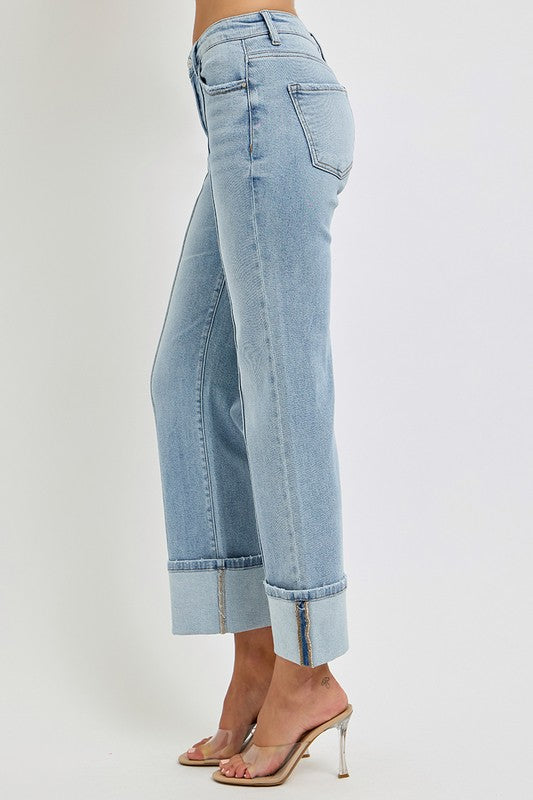 Everyday Charm Ankle Cuffed Straight-Leg Jeans