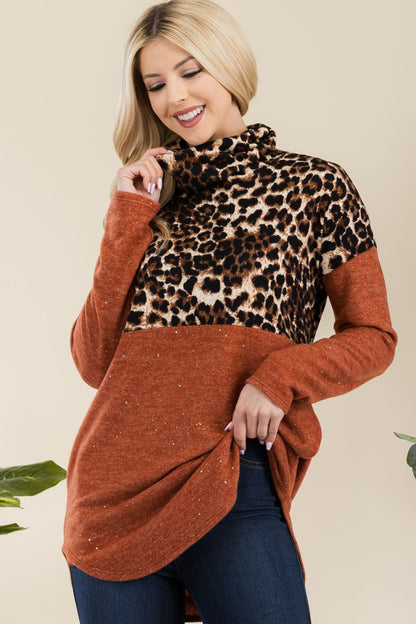 Savanna Chic Turtleneck - Leopard