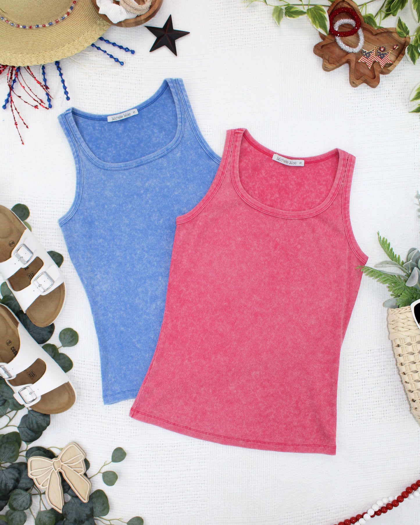 Michelle Mae Audrey Vintage Wash Tank - Blue