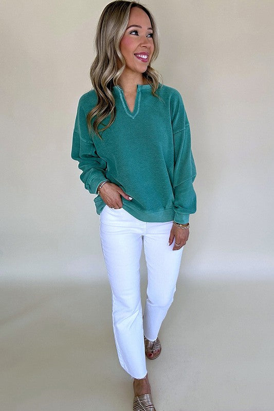 Trendy Notch Neck Sweatshirt