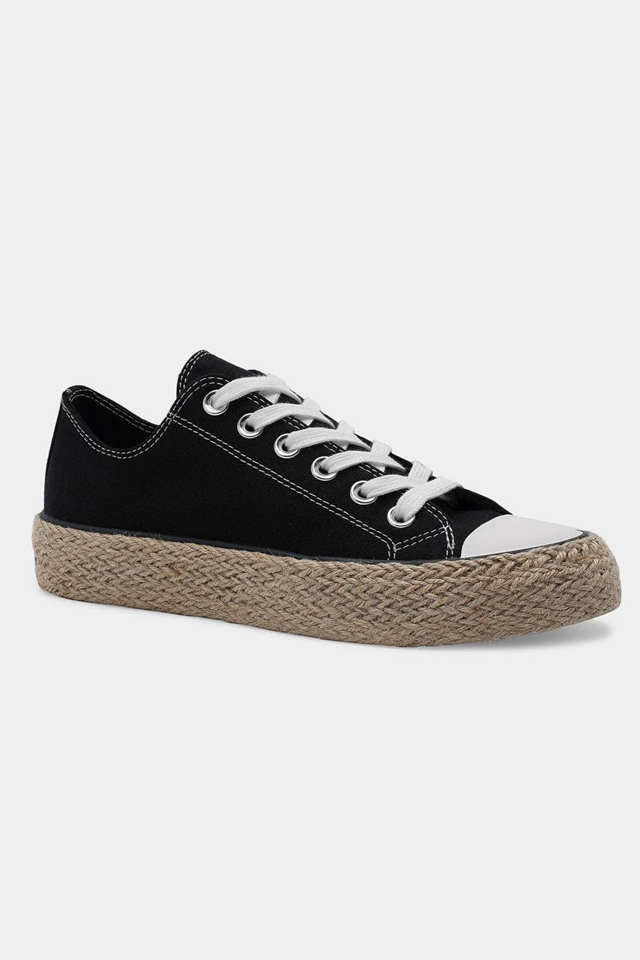 Espadrille Vibes Lace-Up Sneakers-Black