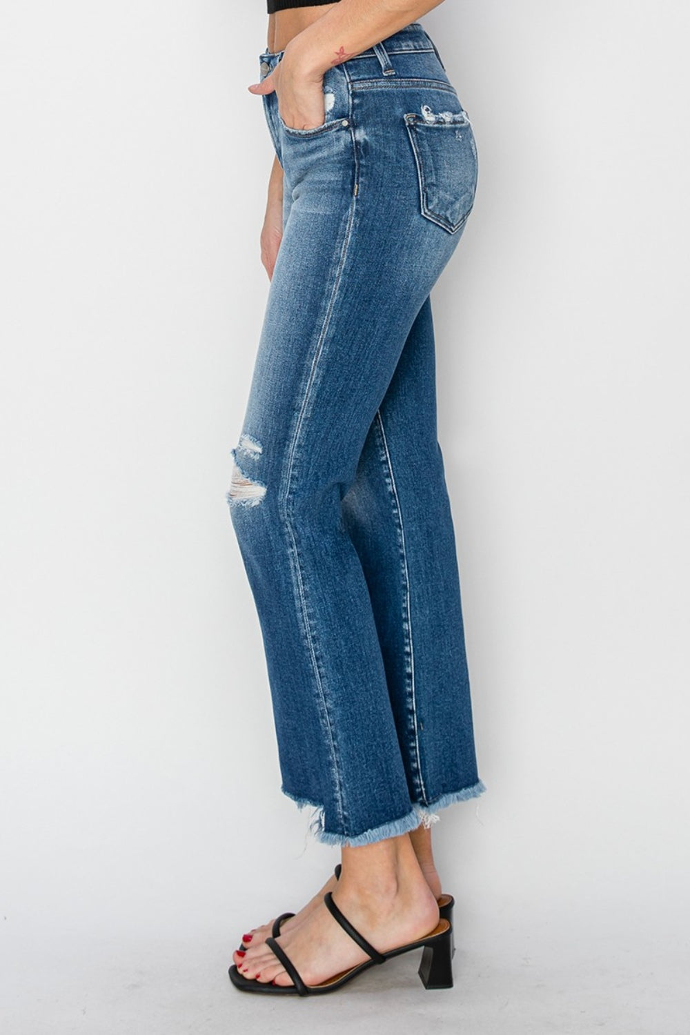 Jennifer's Frayed Step Hem Ankle Straight Jeans