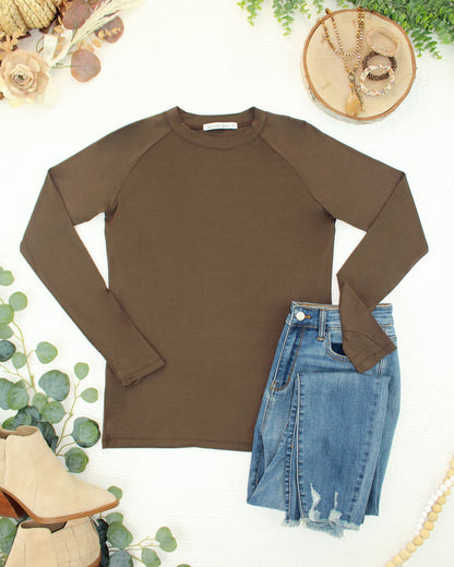 PREORDER: Michelle Mae Blair Long Sleeve Top - Brown