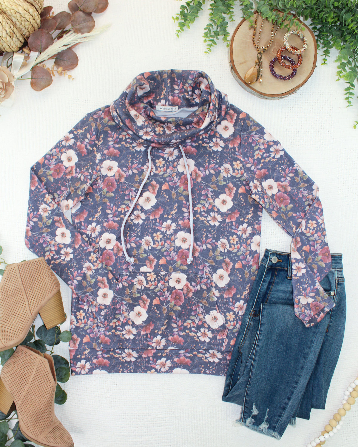 Michelle Mae Classic Funnel Neck - Blushwood Floral