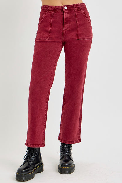 Urban Patch High Rise Jeans - Wine