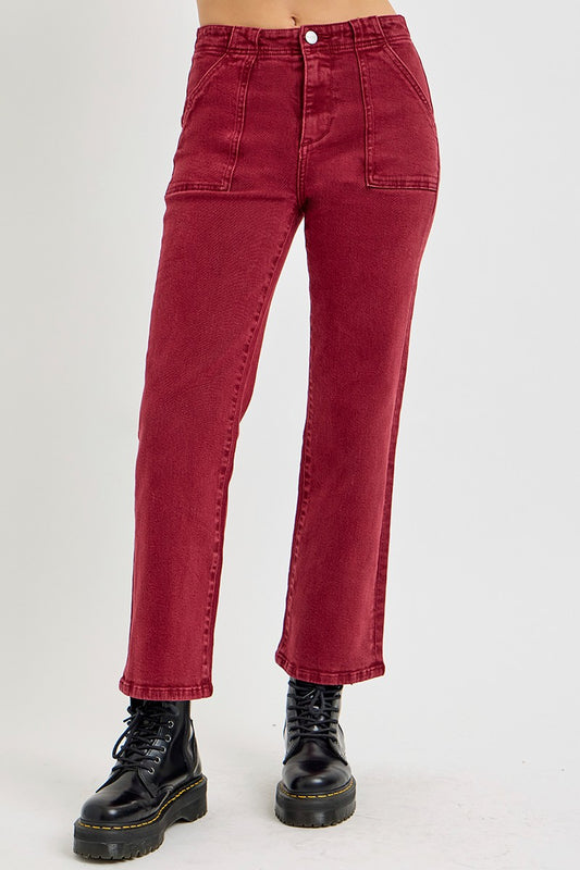 Urban Patch High Rise Jeans - Wine