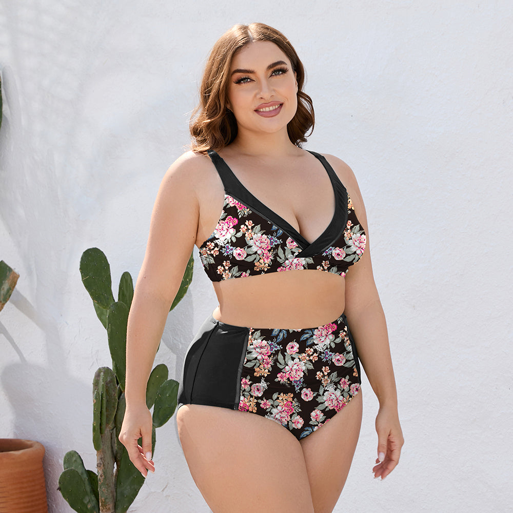 PREORDER- Plus Size Floral High Waist Two-Piece Swim Set