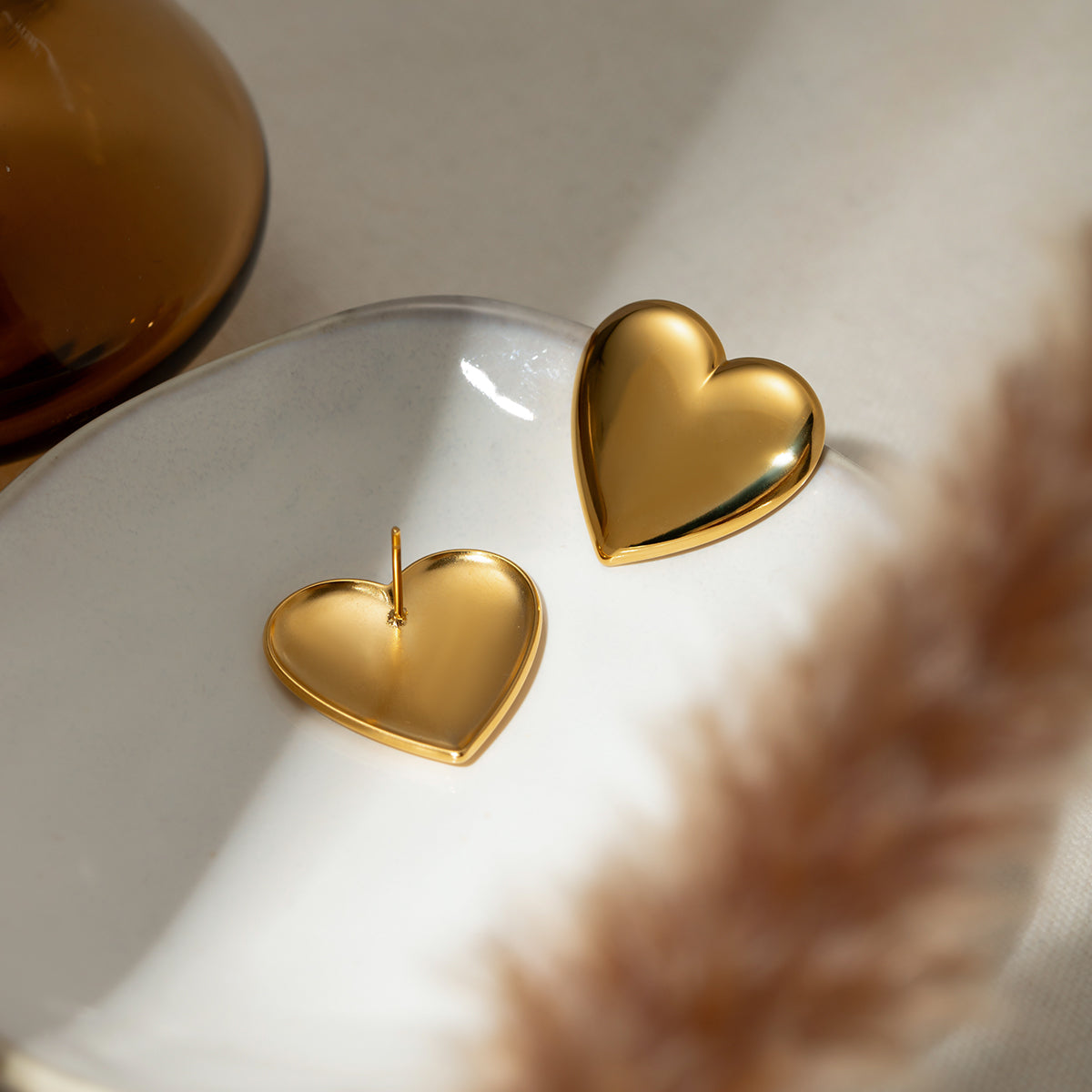 Stainless Steel Heart Stud Earrings **FINAL SALE**