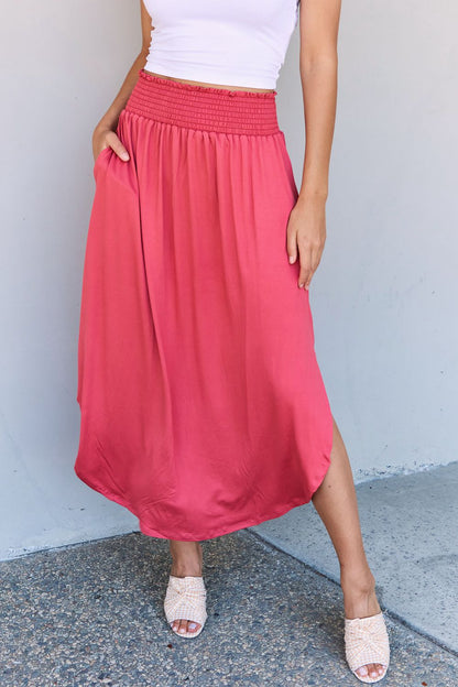 Comfort Princess High Waist Maxi Skirt-Cranberry