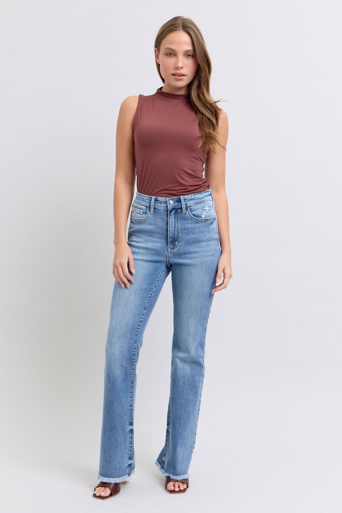 Flare & Fringe Raw Hem Bootcut Jeans